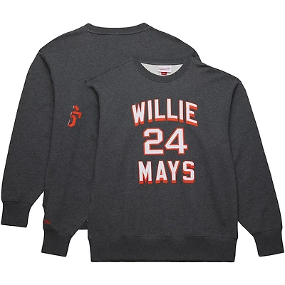 Mitchell  Ness Willie Mays San Francisco Giants Legends Collection Vintage Logo Name Number Fleece Pullover Sweatshirt