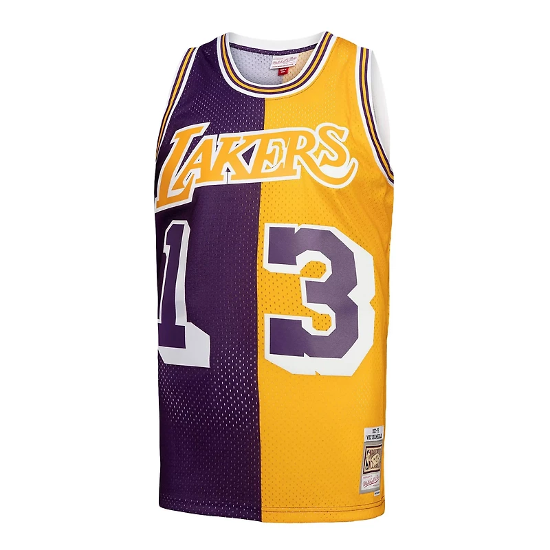 Mitchell  Ness Wilt Chamberlain /Gold Los Angeles Lakers Hardwood Classics 1971/72 Split Swingman Jersey