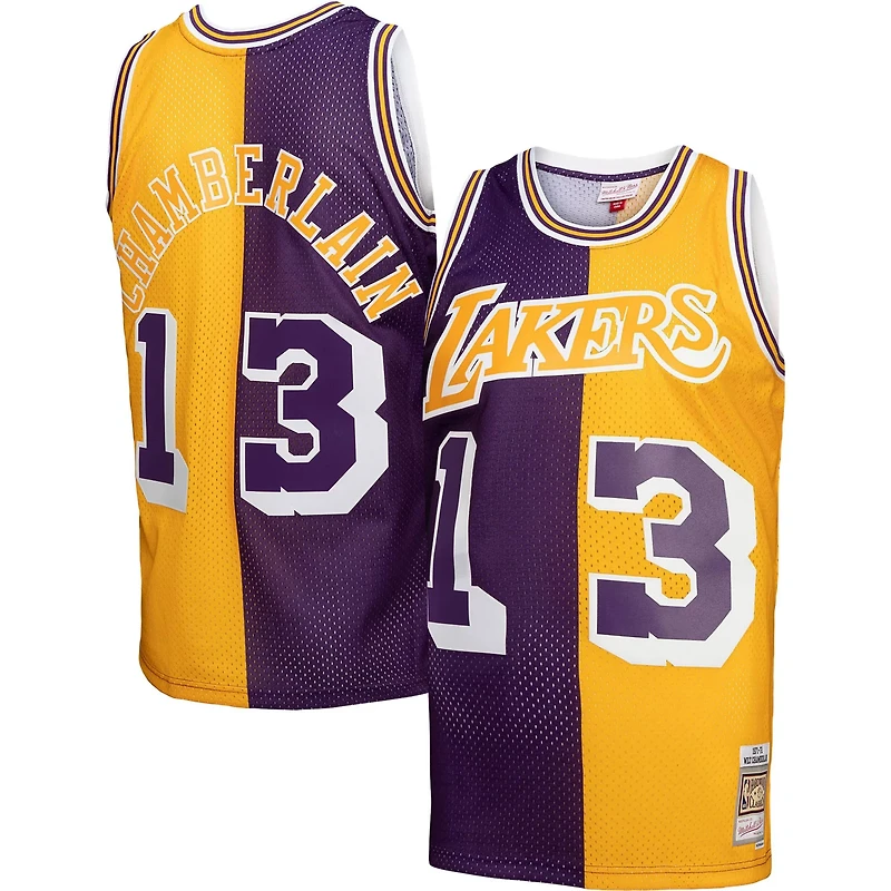 Mitchell  Ness Wilt Chamberlain /Gold Los Angeles Lakers Hardwood Classics 1971/72 Split Swingman Jersey