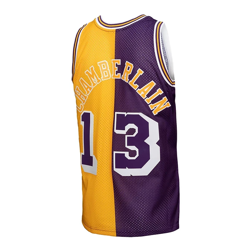 Mitchell  Ness Wilt Chamberlain /Gold Los Angeles Lakers Hardwood Classics 1971/72 Split Swingman Jersey