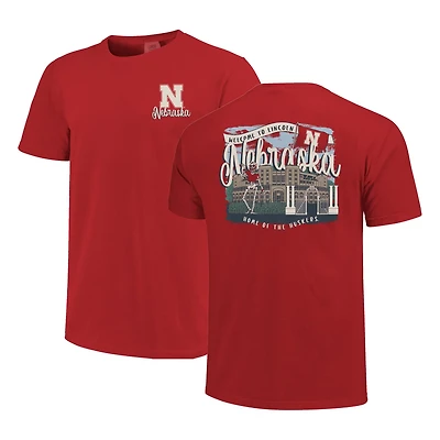 Nebraska Huskers Comfort Colors Campus Scene Drawing Script T-Shirt