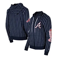 New Era Atlanta Braves Pinstripe Tri-Blend Full-Zip Hoodie Jacket