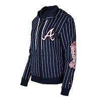 New Era Atlanta Braves Pinstripe Tri-Blend Full-Zip Hoodie Jacket