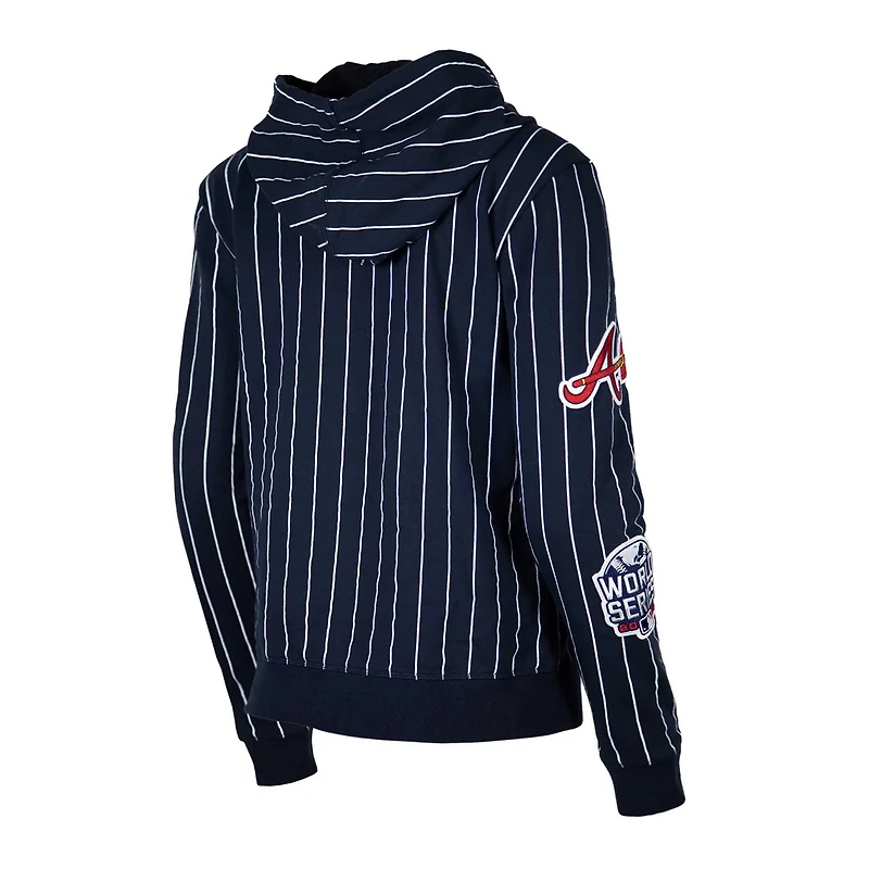 New Era Atlanta Braves Pinstripe Tri-Blend Full-Zip Hoodie Jacket