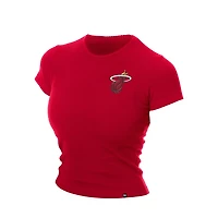 New Era Dark Miami Heat Leisure Collection Baby Doll Cropped T-Shirt