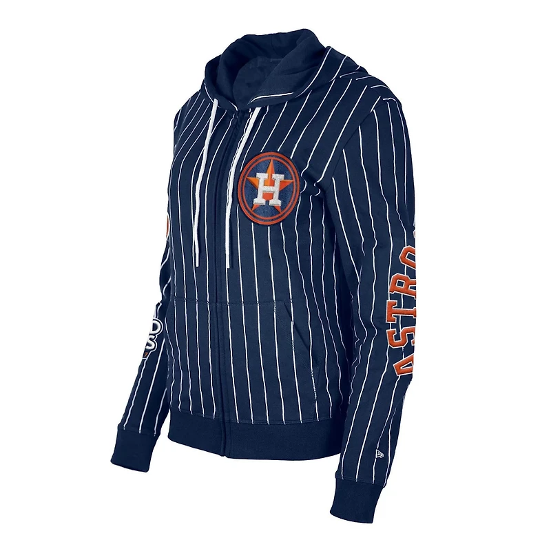 New Era Houston Astros Pinstripe Tri-Blend Full-Zip Hoodie Jacket