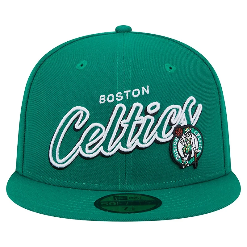 New Era Kelly Boston Celtics Sport Night Script Sided 59FIFTY Fitted Hat