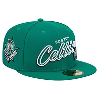New Era Kelly Boston Celtics Sport Night Script Sided 59FIFTY Fitted Hat