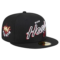 New Era Miami Heat Sport Night Script Sided 59FIFTY Fitted Hat