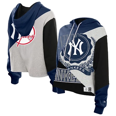 New Era York Yankees Upcycled Color Block Cropped Boxy Hoodie
