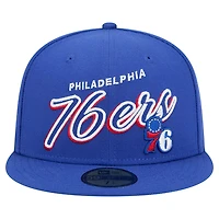 New Era Philadelphia 76ers Sport Night Script Sided 59FIFTY Fitted Hat