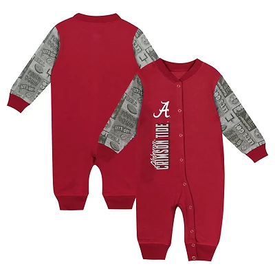 Newborn  Alabama Tide Playbook Colorblock Long Sleeve Coveralls