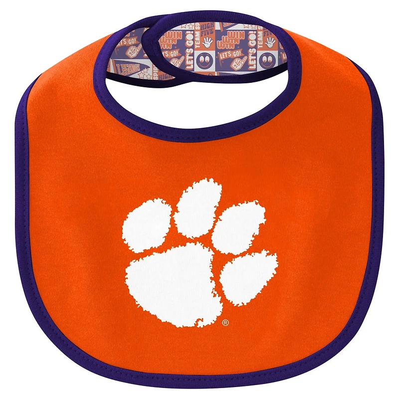 Newborn Clemson Tigers Dynamic Duo Bodysuit Bib Cuffed Knit Hat Set
