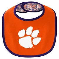 Newborn  Clemson Tigers Dynamic Duo Bodysuit Bib Cuffed Knit Hat Set