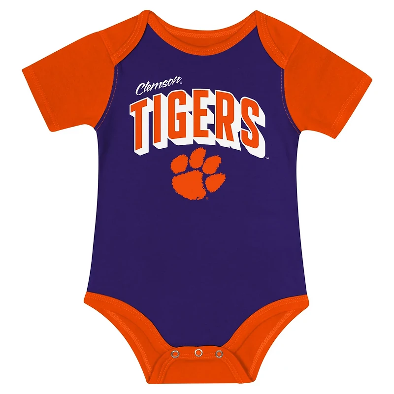 Newborn Clemson Tigers Dynamic Duo Bodysuit Bib Cuffed Knit Hat Set