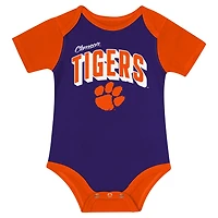 Newborn  Clemson Tigers Dynamic Duo Bodysuit Bib Cuffed Knit Hat Set