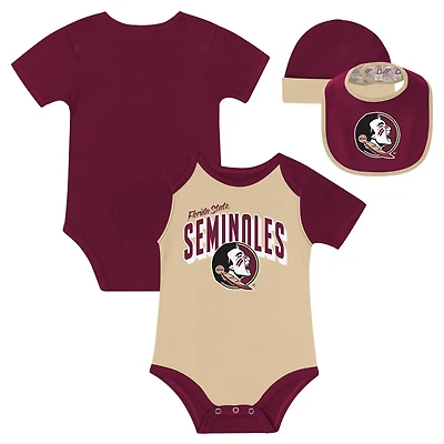 Newborn  Florida State Seminoles Dynamic Duo Bodysuit Bib Cuffed Knit Hat Set
