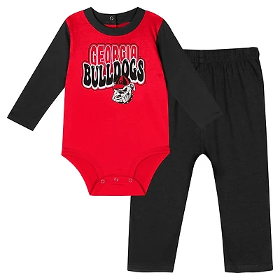 Newborn Georgia Bulldogs Double Up Long Sleeve Bodysuit Pant Set