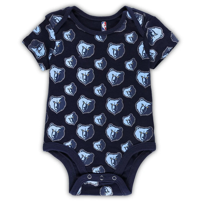 Newborn Infant /Gray Memphis Grizzlies Two-Pack Double Up Bodysuit Set