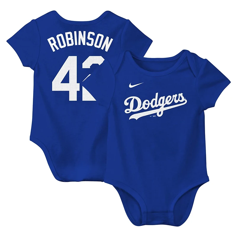 Newborn Infant Nike Jackie Robinson Los Angeles Dodgers Fuse Name Number Bodysuit