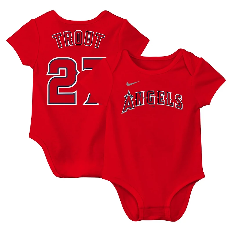 Newborn  Infant Nike Mike Trout Los Angeles Angels Fuse Name Number Bodysuit