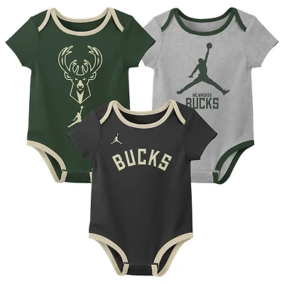 Newborn  Jordan Brand Milwaukee Bucks Statement Edition Three-Pack Bodysuit Set