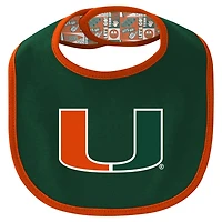 Newborn  Miami Hurricanes Dynamic Duo Bodysuit Bib Cuffed Knit Hat Set