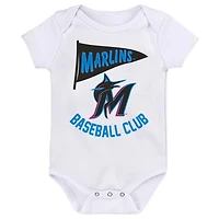 Newborn  Miami Marlins 3-Pack Fan Pennant Bodysuit Set