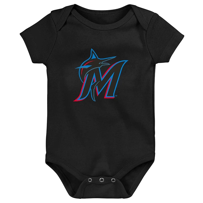 Newborn  Miami Marlins 3-Pack Fan Pennant Bodysuit Set