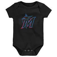 Newborn  Miami Marlins 3-Pack Fan Pennant Bodysuit Set