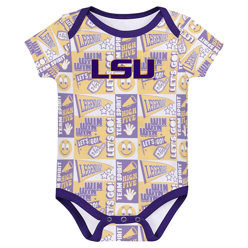 Newborn LSU Tigers Sunday Comics 3-Pack Bodysuit Set