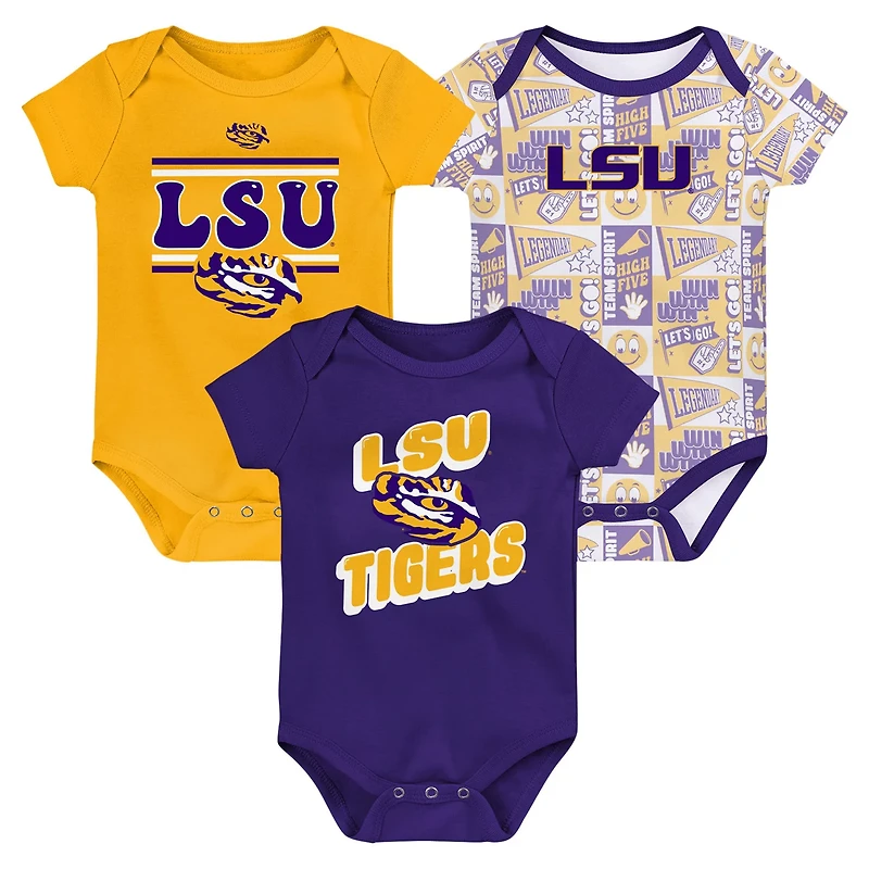 Newborn LSU Tigers Sunday Comics 3-Pack Bodysuit Set