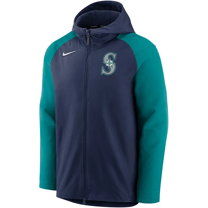 Nike /Aqua Seattle Mariners Authentic Collection Performance Raglan Full-Zip Hoodie