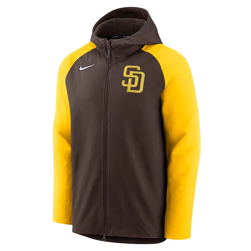 Nike /Gold San Diego Padres Authentic Collection Performance Raglan Full-Zip Hoodie