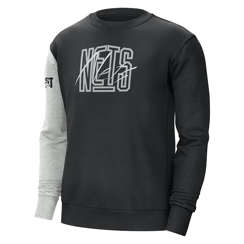 Nike /Heather Gray Brooklyn Nets Courtside Versus Force Flight Pullover Sweatshirt