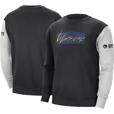 Nike /Heather Gray Golden State Warriors Courtside Versus Force  Flight Pullover Sweatshirt
