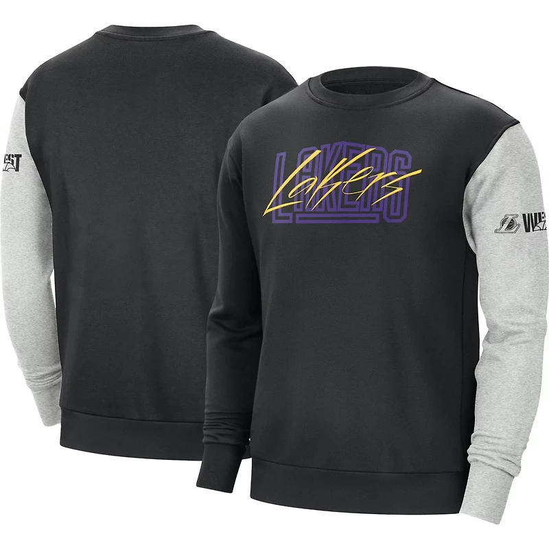 Nike /Heather Gray Los Angeles Lakers Courtside Versus Force  Flight Pullover Sweatshirt