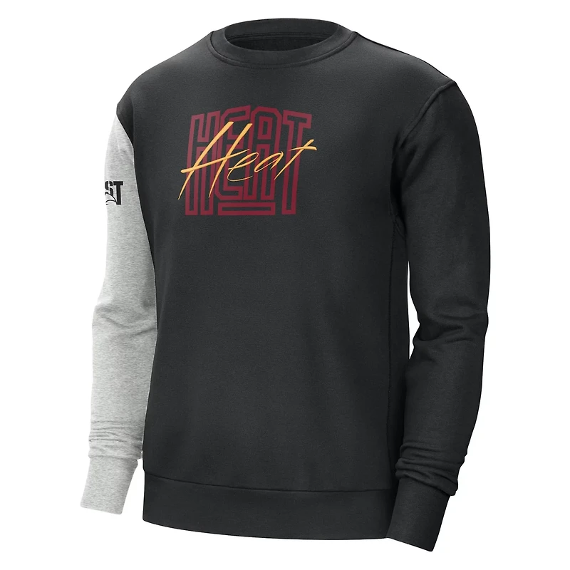 Nike /Heather Gray Miami Heat Courtside Versus Force  Flight Pullover Sweatshirt