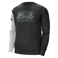 Nike /Heather Gray Milwaukee Bucks Courtside Versus Force  Flight Pullover Sweatshirt