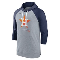 Nike /Heather Houston Astros Baseball Raglan 3/4-Sleeve Pullover Hoodie
