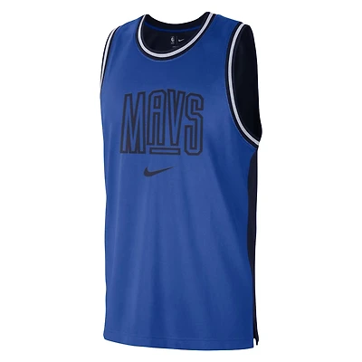 Nike Navy Dallas Mavericks Courtside Versus Force Split DNA Performance Mesh Tank Top