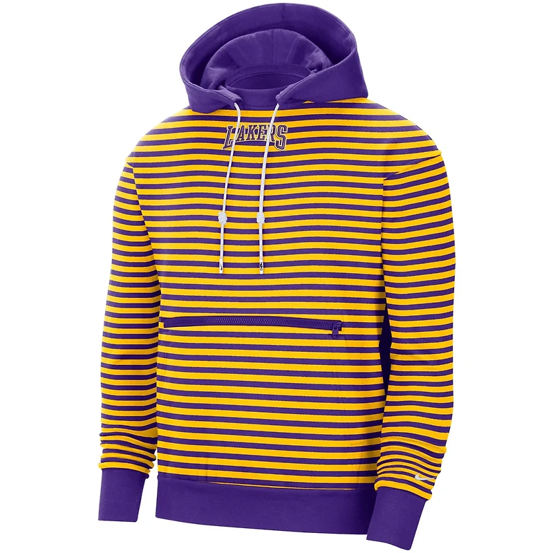 Nike /Purple Los Angeles Lakers 75th Anniversary Courtside Striped Pullover Hoodie