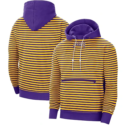 Nike /Purple Los Angeles Lakers 75th Anniversary Courtside Striped Pullover Hoodie