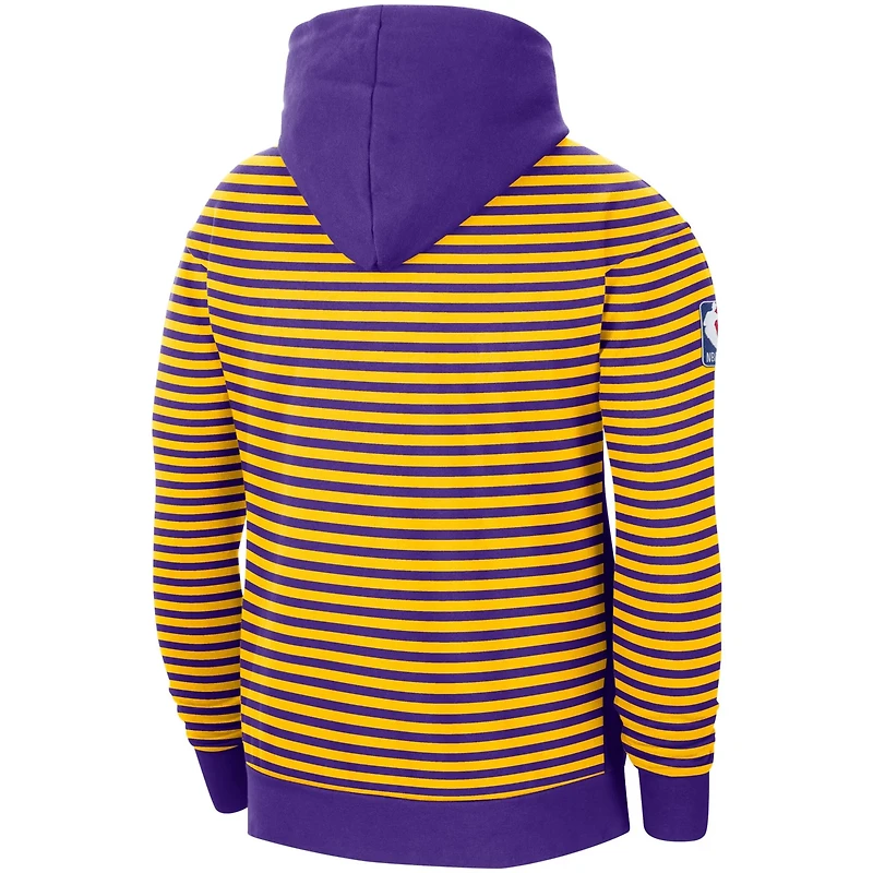 Nike /Purple Los Angeles Lakers 75th Anniversary Courtside Striped Pullover Hoodie