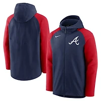 Nike /Red Atlanta Braves Authentic Collection Performance Raglan Full-Zip Hoodie
