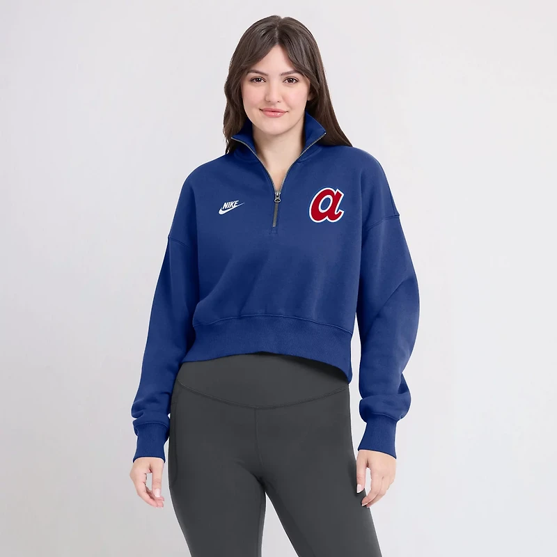 Nike Atlanta Braves Cooperstown Collection Phoenix Fleece Half-Zip Sweatshirt