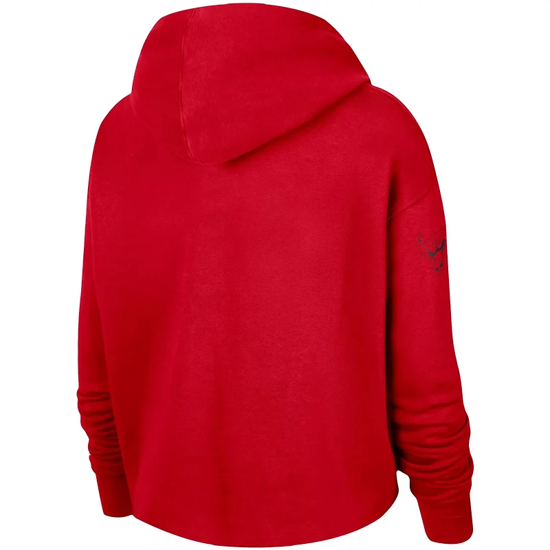 Nike Chicago Bulls Split Flip Courtside Cropped Pullover Hoodie