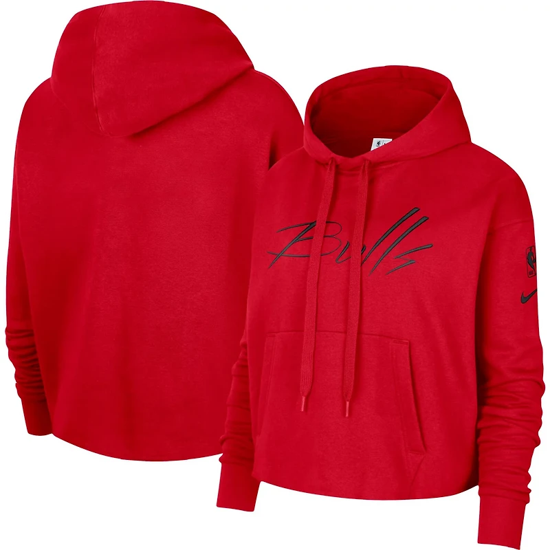 Nike Chicago Bulls Split Flip Courtside Cropped Pullover Hoodie