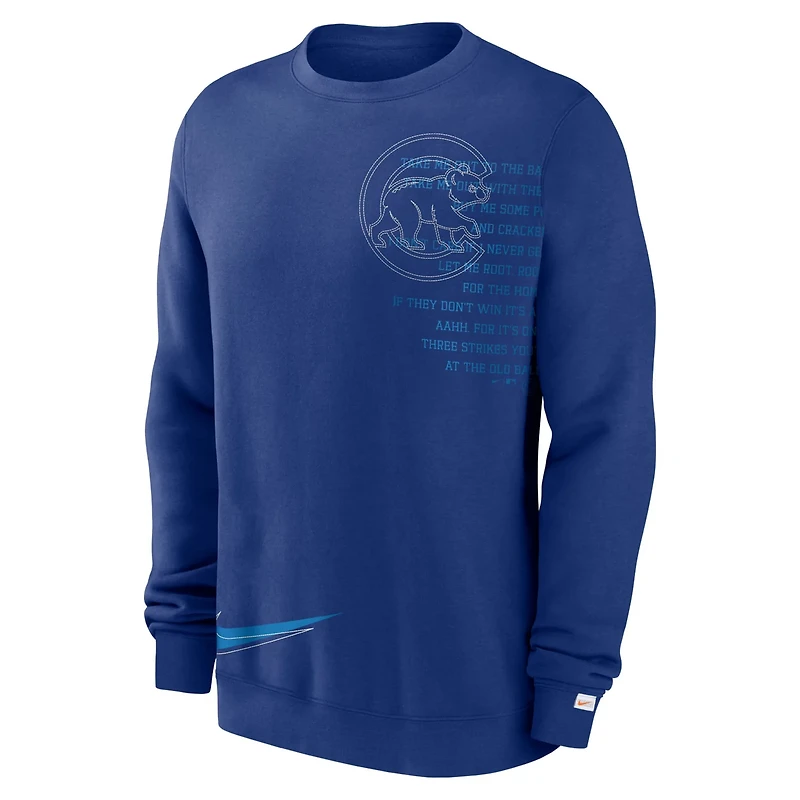 Nike Chicago Cubs Statement Ball Game Fleece Pullover Sweatshirt