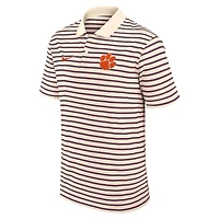 Nike Clemson Tigers Primary Logo Striped Dri-FIT Polo